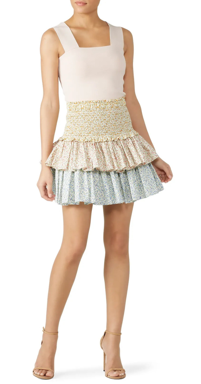 rtr PetersynTiered Asia Patio Mini Skirt Size Large L Floral Cottage core print